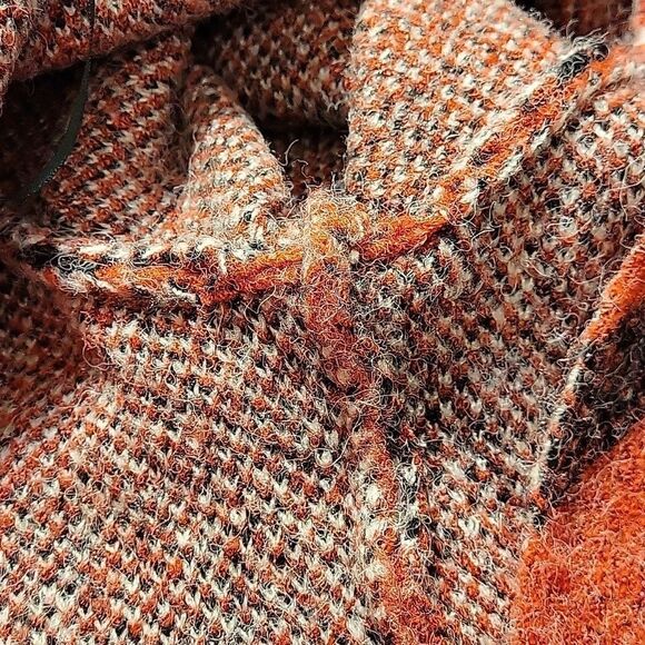 BRAND NEW JOSEPH A HOODED LONG CARDIGAN SWEATER COAT IN PLAID RED - Picture 9 of 12